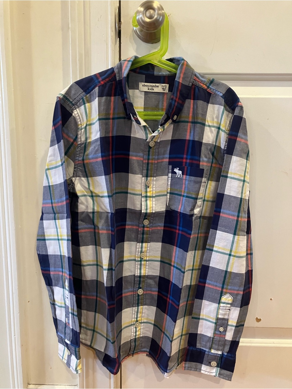 abercrombie kids Navy, White & Red Plaid Button-Up Shirt